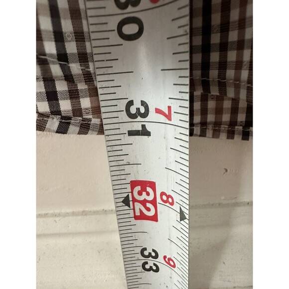 Michael Kors 2XL Men's Slim-Fit Check Stretch Dress Shirt Brown ( 18-34/35 ) - Picture 8 of 9